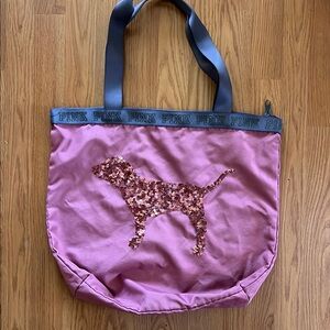 Vintage PINK Victoria's Secret Pink Tote with Sequin 🐶 dog